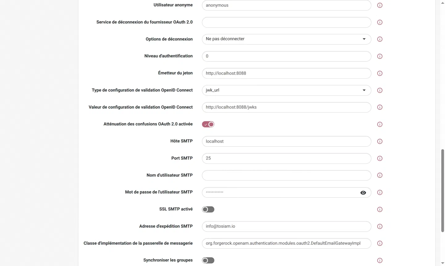 Console legacy, module partenaire : émetteur du jeton http://localhost:8088, validation OpenID Connect par jwk_url http://localhost:8088/jwks, atténuation des confusions OAuth 2.0 activée