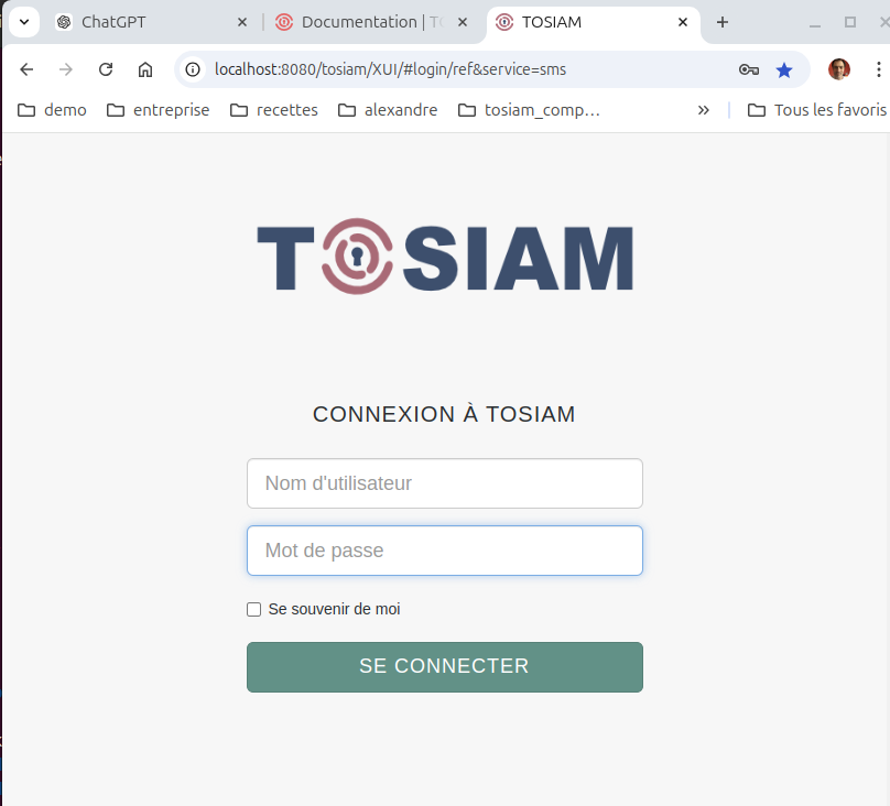 Formulaire d'authentification du module SmsSns